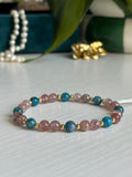 Bracelet Cœur & Esprit - Quartz Fraise & Apatite Bleue
