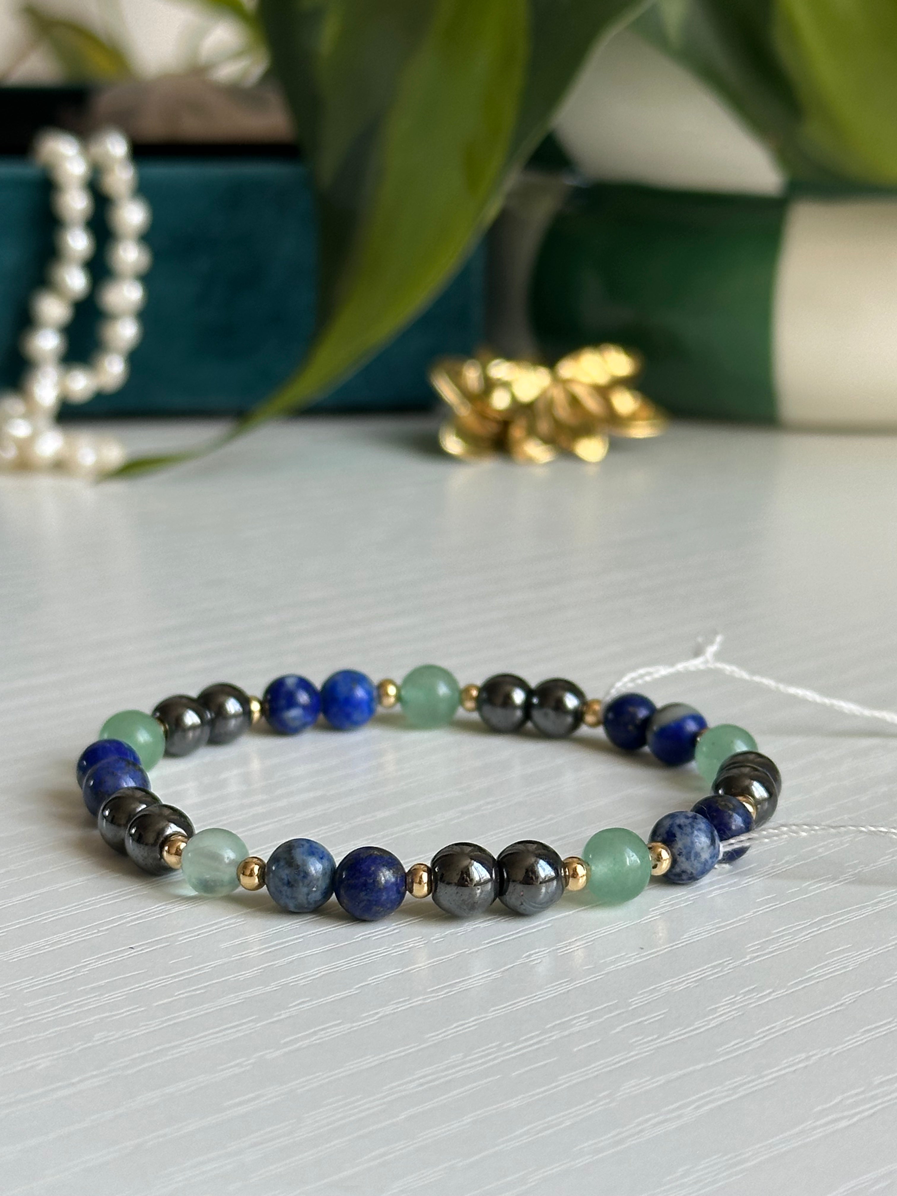 Bracelet Clarté & Focus Digital - Fluorite, Lapis Lazuli & Hématite