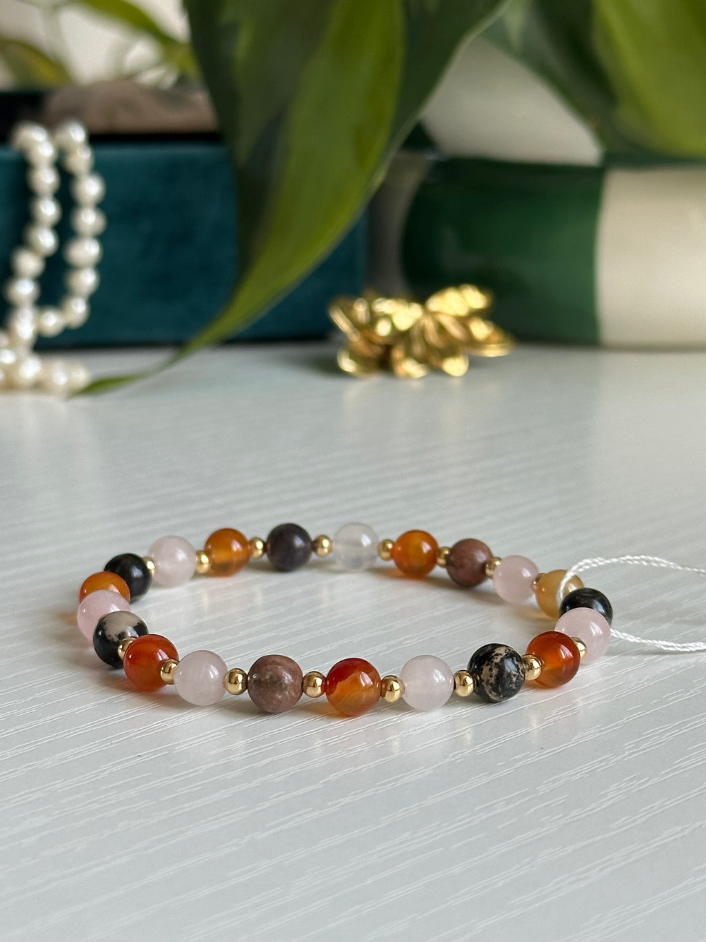 Bracelet Amour de Soi - Rhodonite, Quartz Rose & Cornaline