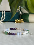 Bracelet Articulations - Calcédoine Bleue, Howlite, Aventurine, Quartz Rose & Améthyste