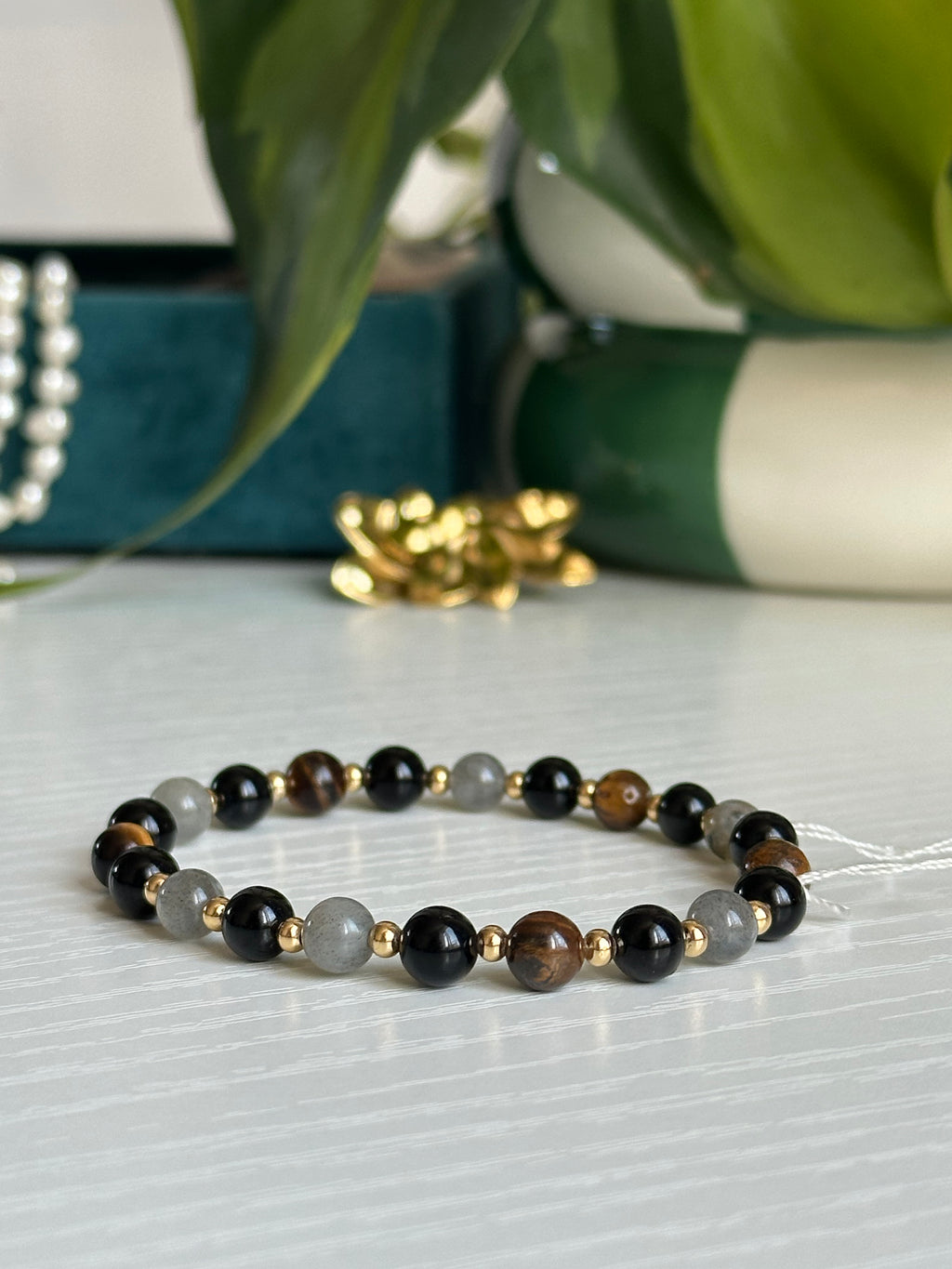Bracelet Protection émotionnelle - Obsidienne, Labradorite & Tourmaline