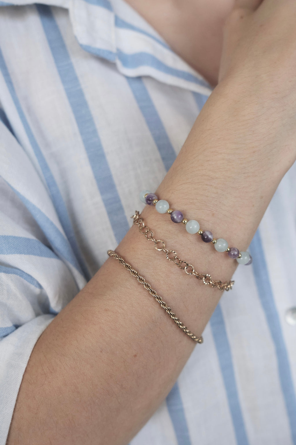 Bracelet Expression Intérieure - Améthyste Lavande & Aigue Marine
