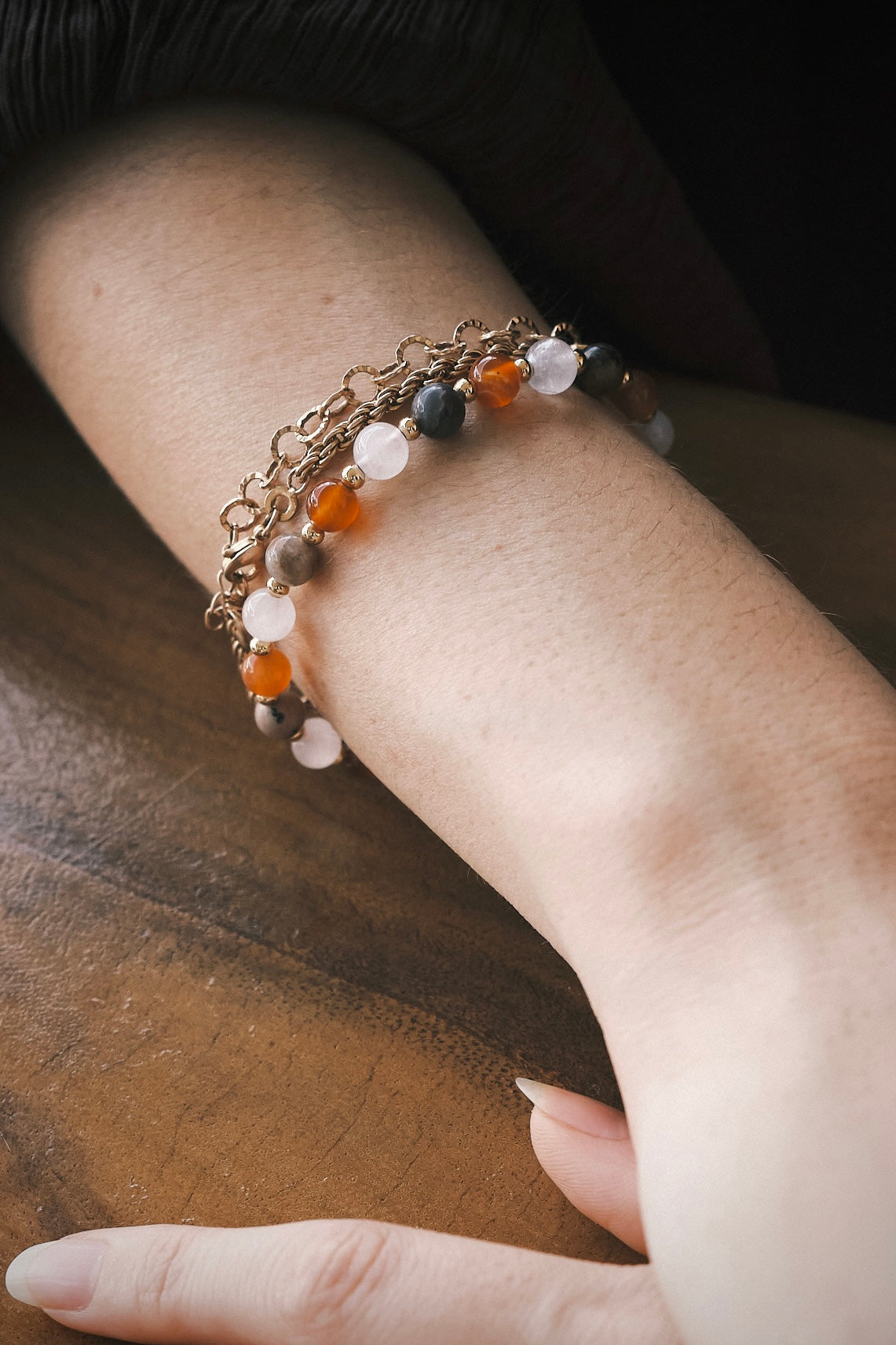 Bracelet Amour de Soi - Rhodonite, Quartz Rose & Cornaline