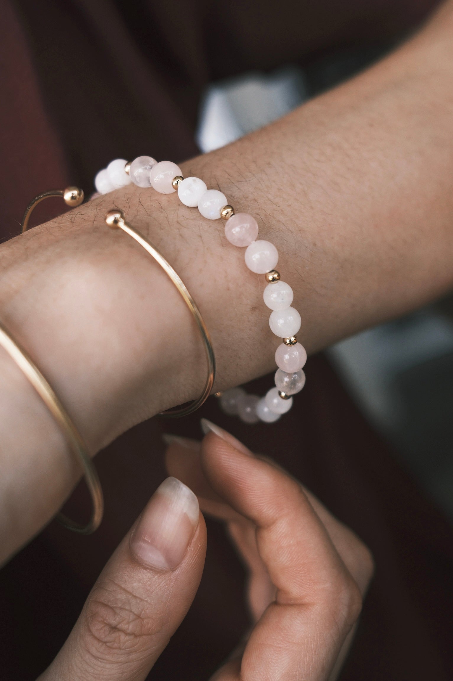 Bracelet Écoute de Soi - Pierre de Lune & Quartz Rose