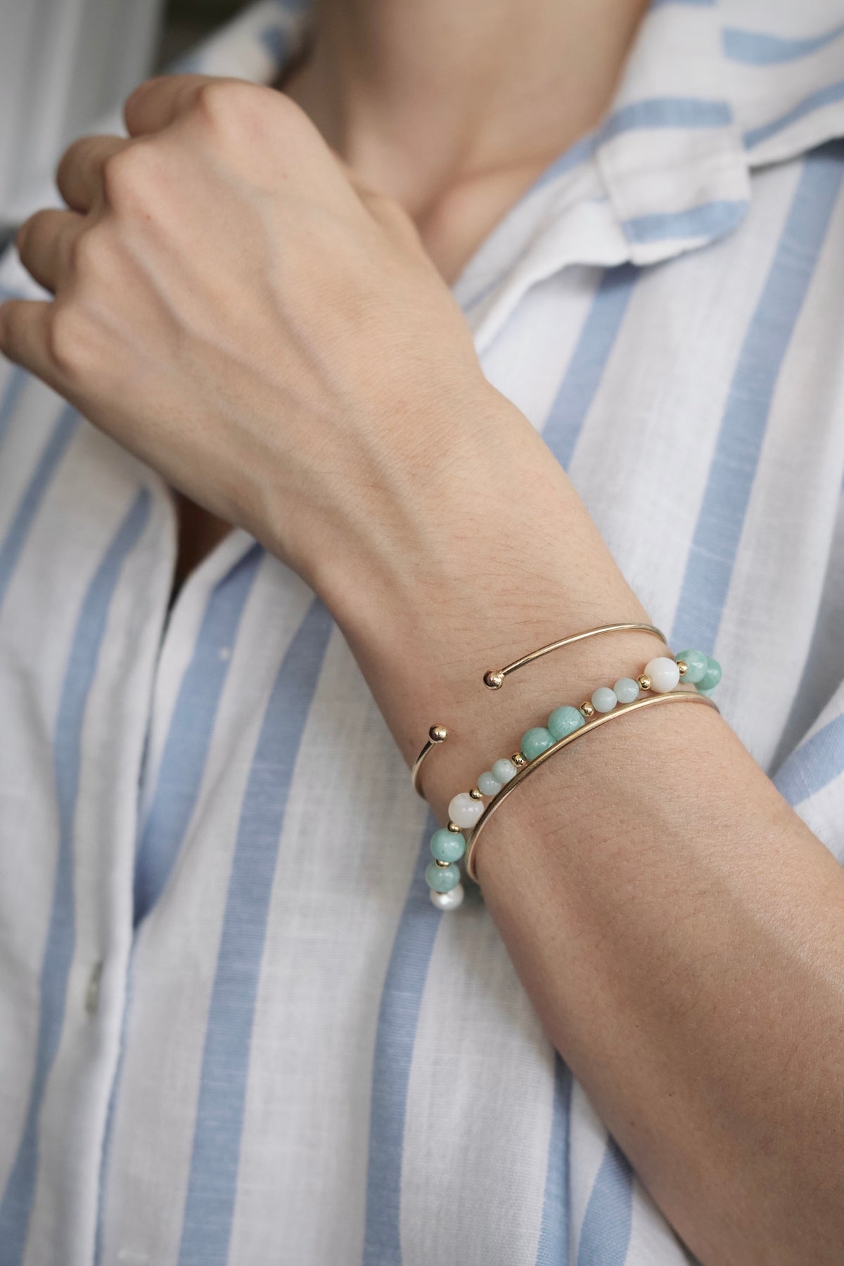 Bracelet Denise - Nacre, Amazonite & Aigue Marine