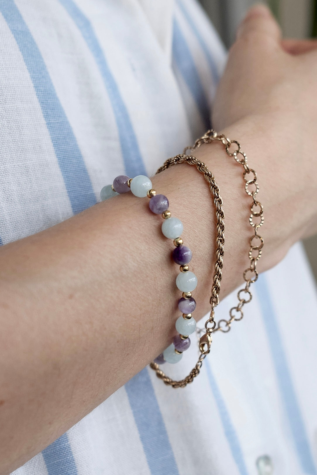 Bracelet Expression Intérieure - Améthyste Lavande & Aigue Marine
