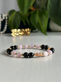 Bracelet Hélène - Kunzite, Obsidienne Noire & Pierre du Soleil
