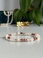 Bracelet Isabelle - Rhodonite, Quartz Rose & Nacre