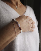Bracelet Ménopause - Lépidolite, Calcédoine, Pierre de Lune & Jaspe Rouge