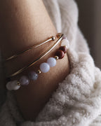 Bracelet Ménopause - Lépidolite, Calcédoine, Pierre de Lune & Jaspe Rouge
