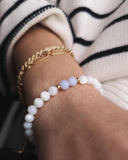 Bracelet Angèle - Nacre & Calcédoine Bleue