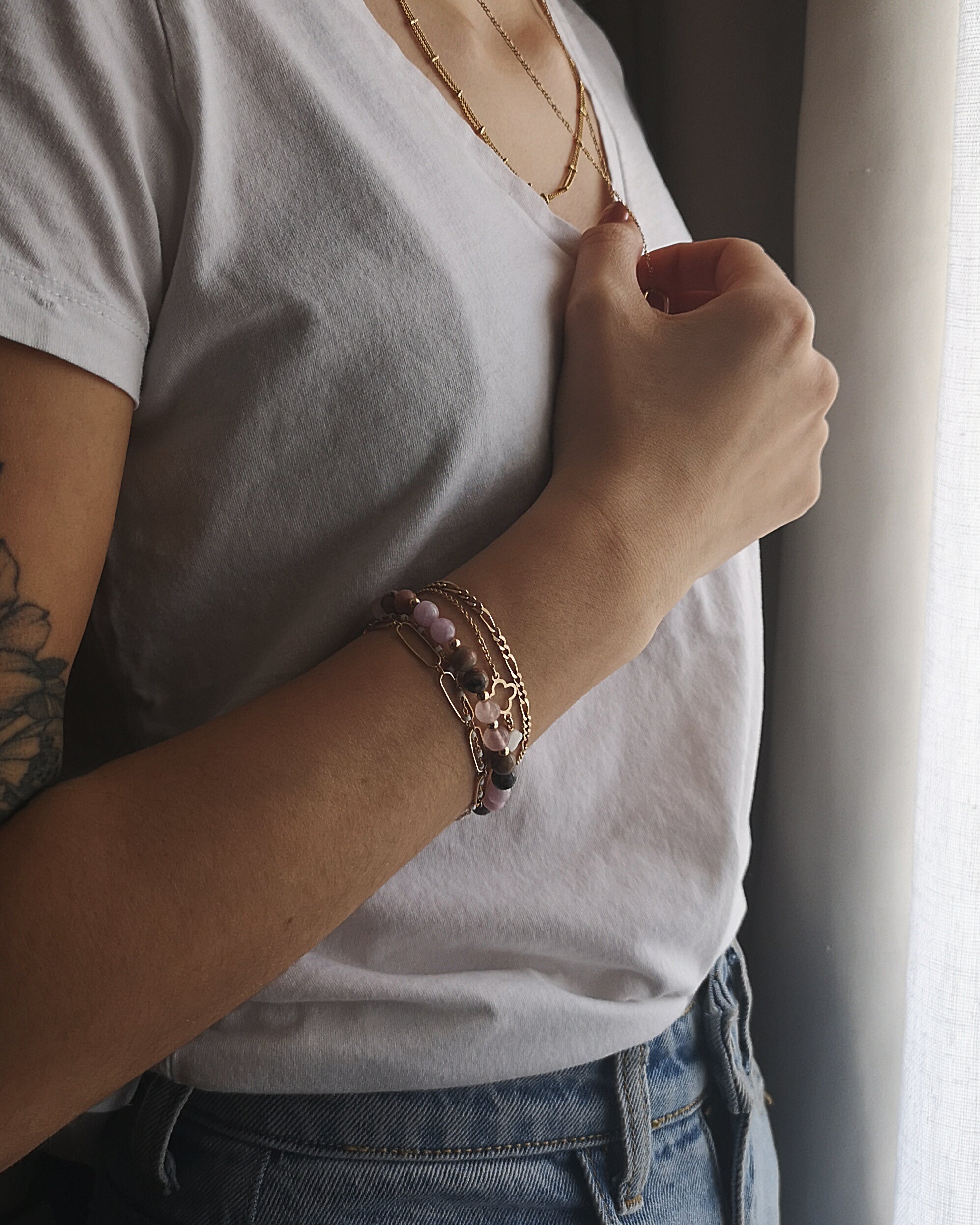 Bracelet Verounico - Quartz Rose, Rhodonite & Kunzite