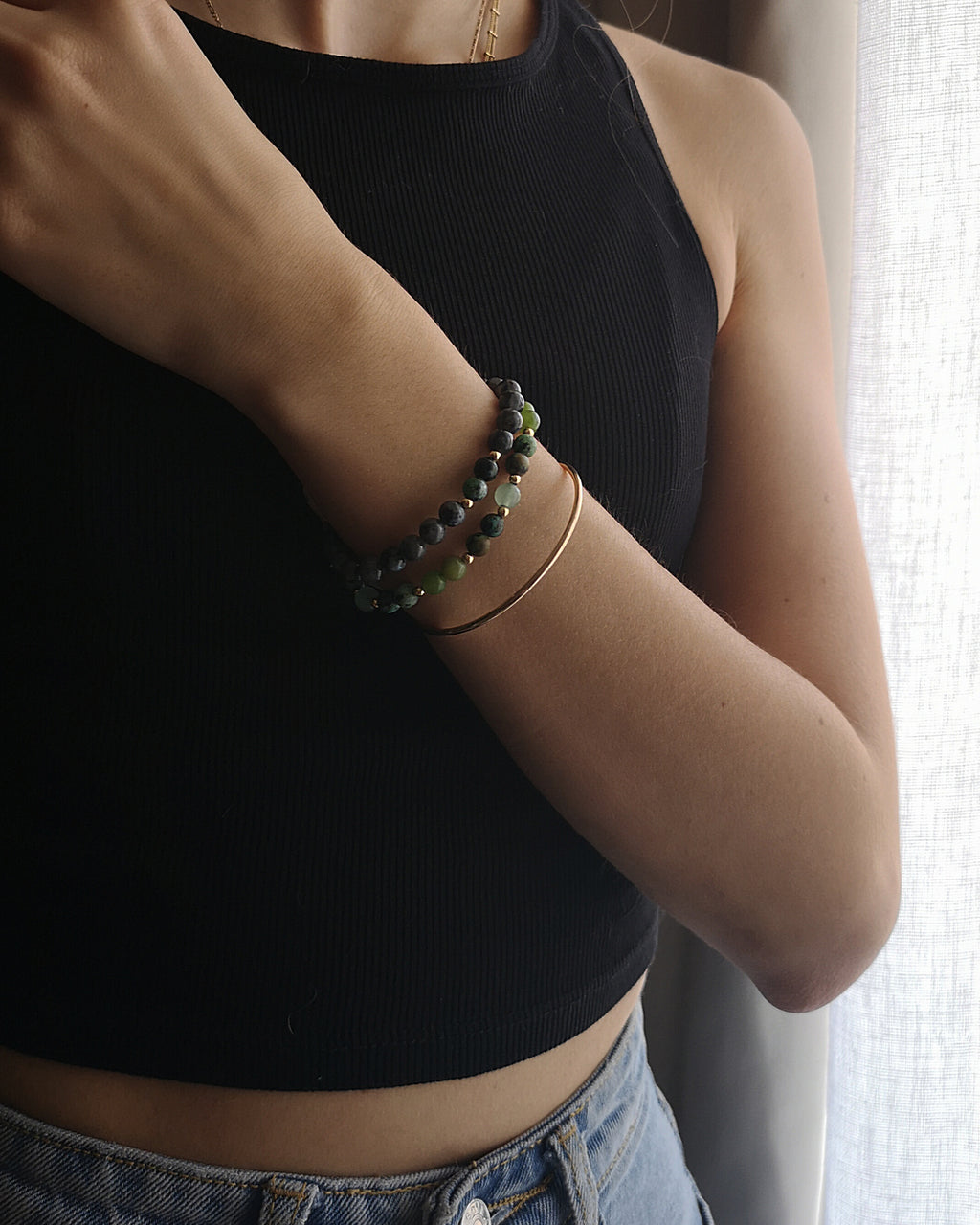 Bracelet Aurelian - Turquoise d'Afrique, Jade Néphrite & Aventurine