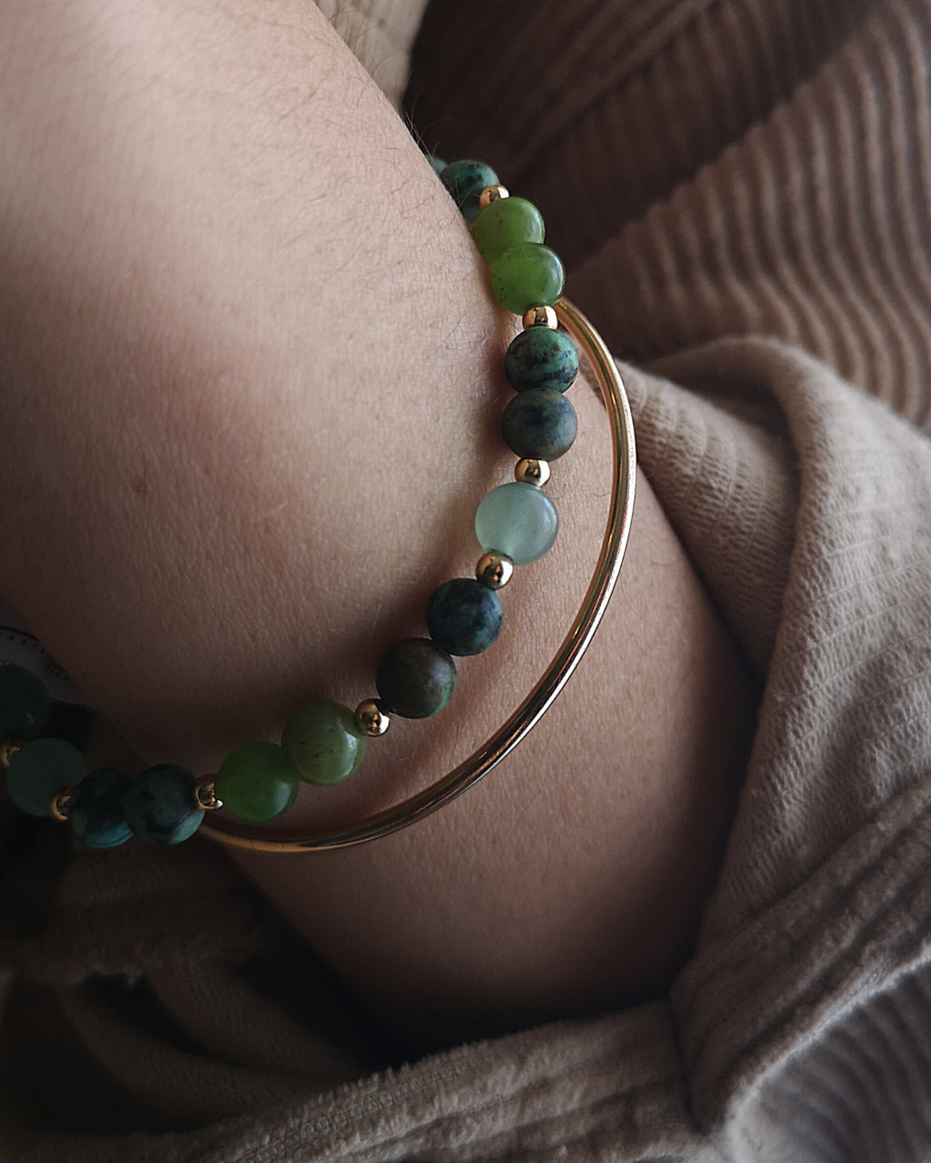 Bracelet Aurelian - Turquoise d'Afrique, Jade Néphrite & Aventurine