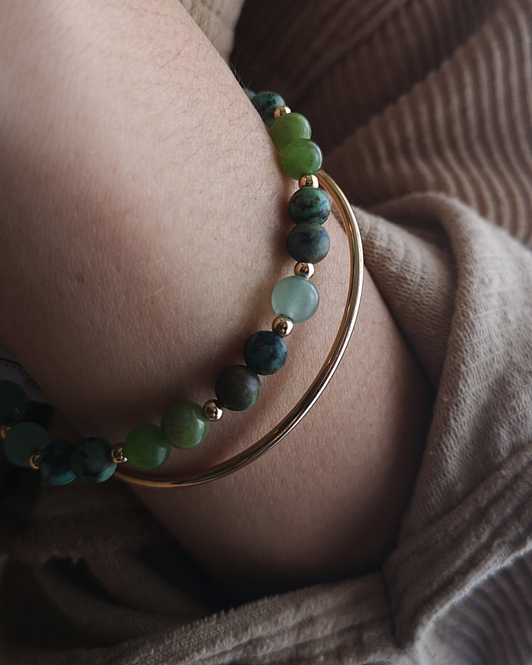 Bracelet Aurelian - Turquoise d'Afrique, Jade Néphrite & Aventurine