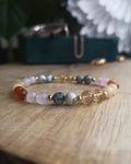Bracelet Confiance en soi - Cornaline, Agate mousse, Quartz rose, Citrine & Calcite orange