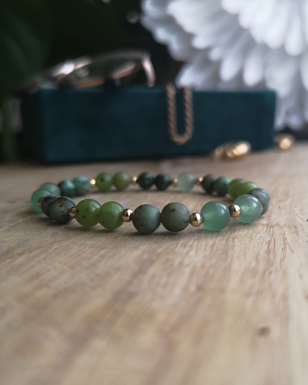 Bracelet Aurelian - Turquoise d'Afrique, Jade Néphrite & Aventurine