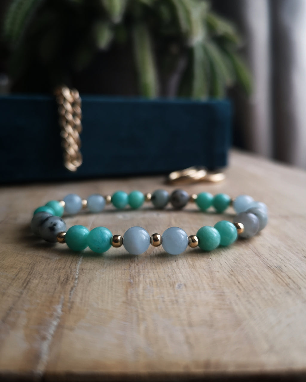Bracelet Barnabé - Jaspe kiwi, Amazonite & Aigue Marine