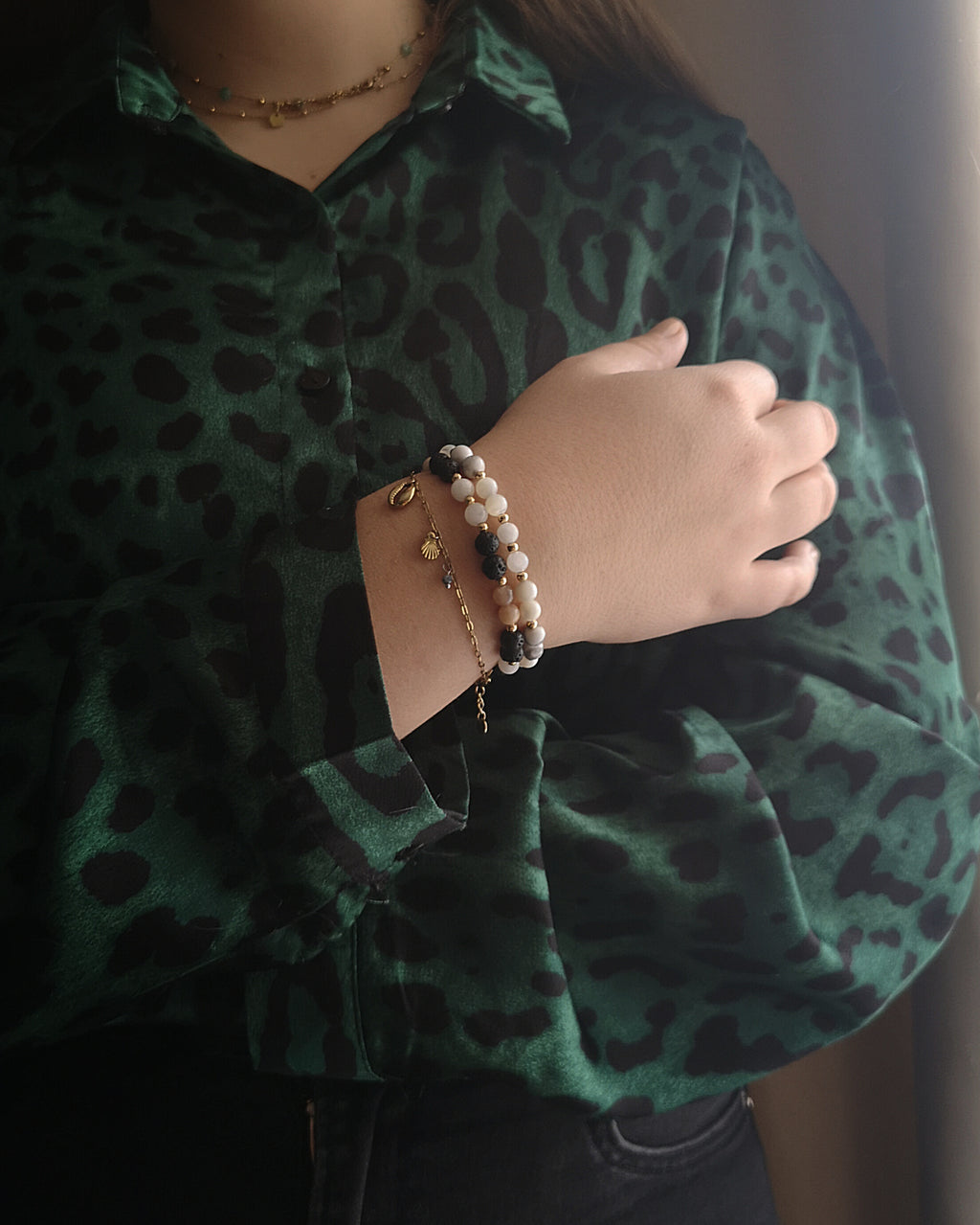 Bracelet Florence - Pierre du soleil, de Lune & de Lave