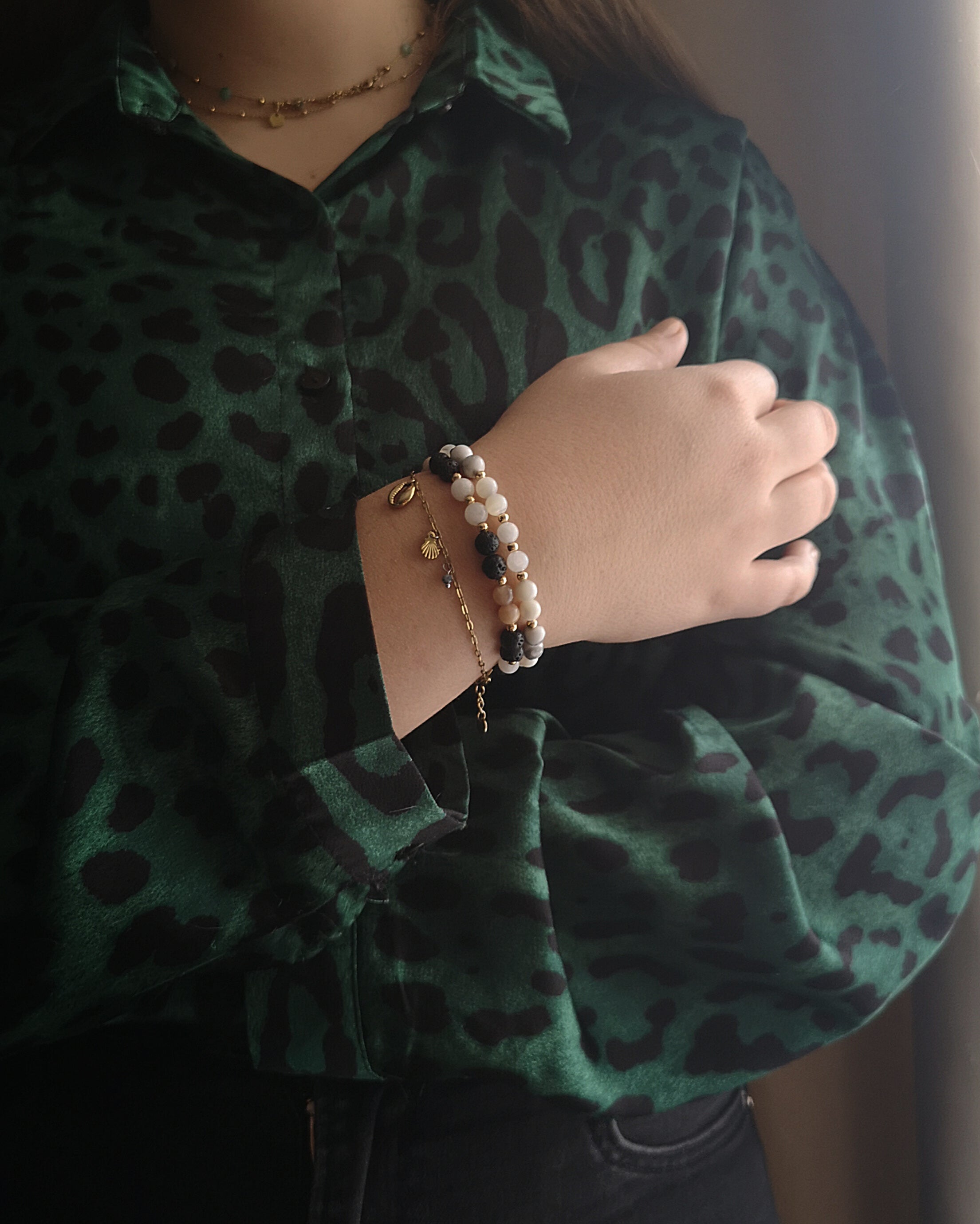 Bracelet Florence - Pierre du soleil, de Lune & de Lave