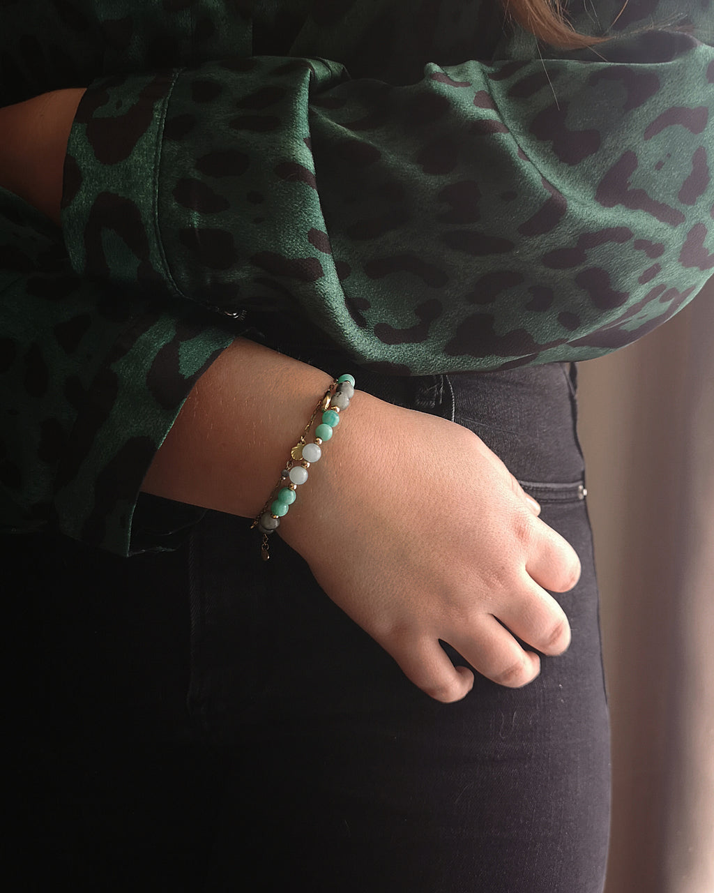 Bracelet Barnabé - Jaspe kiwi, Amazonite & Aigue Marine