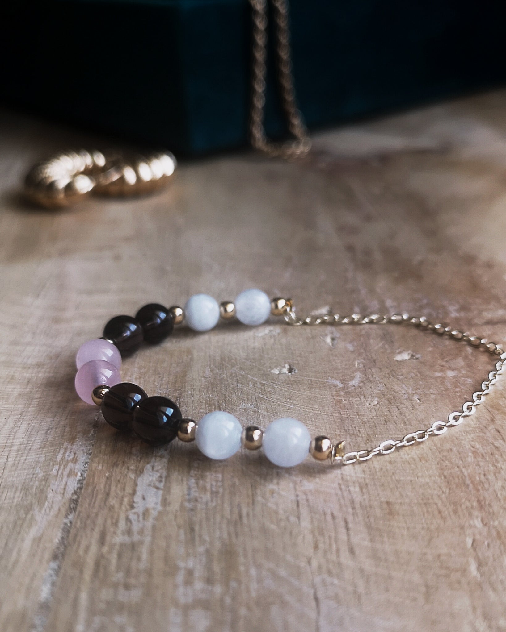 Bracelet Sebastian Doré - Quartz rose, Quartz fumé & Pierre de Lune
