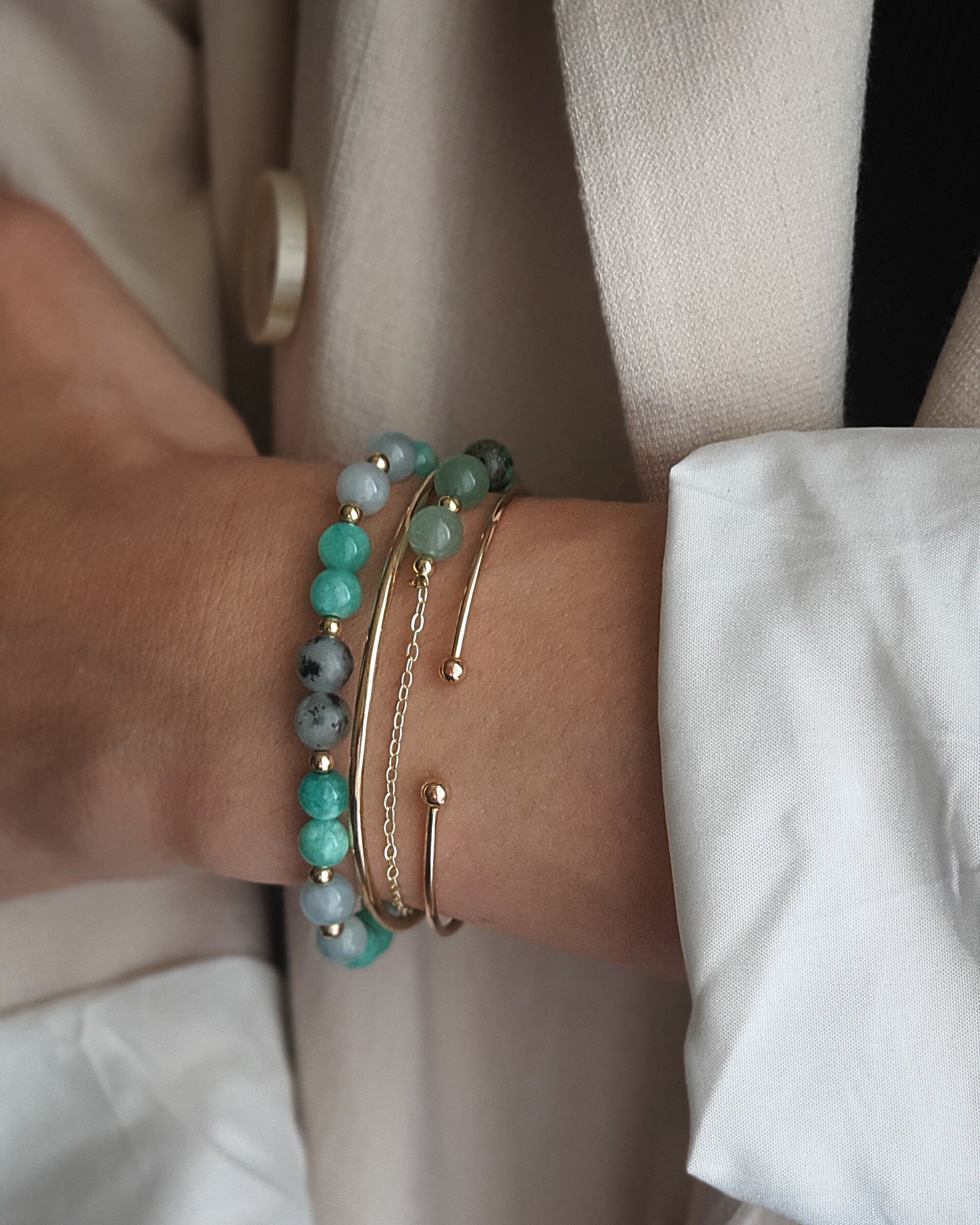 Bracelet Barnabé - Jaspe kiwi, Amazonite & Aigue Marine