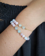 Bracelet Fèlis Doré - Kunzite, Aigue marine & Calcédoine bleue