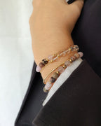 Bracelet Verounico Doré - Quartz Rose, Rhodonite & Kunzite