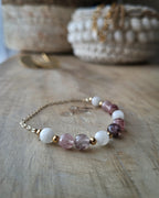 Bracelet Olivia Doré - Quartz Fraise & Pierre de Lune