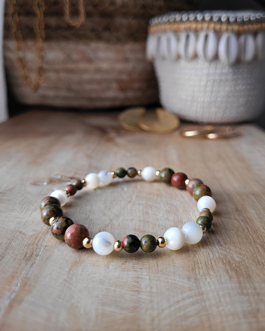 Bracelet Alann - Unakite & Nacre