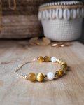 Bracelet Manon - Oeil de tigre blanc & Nacres