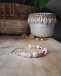 Bracelet Barbara - Rhodonite, Quartz Rose & Nacre