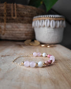 Bracelet Barbara - Rhodonite, Quartz Rose & Nacre