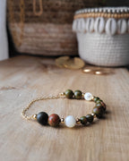 Bracelet Alann Doré - Unakite & Nacre