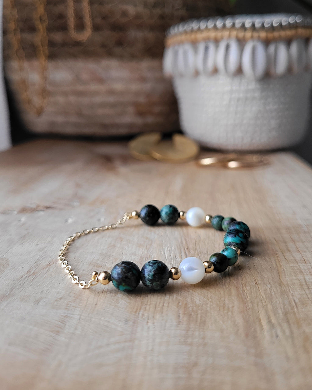 Bracelet Gabin - Turquoise d'Afrique & Nacre