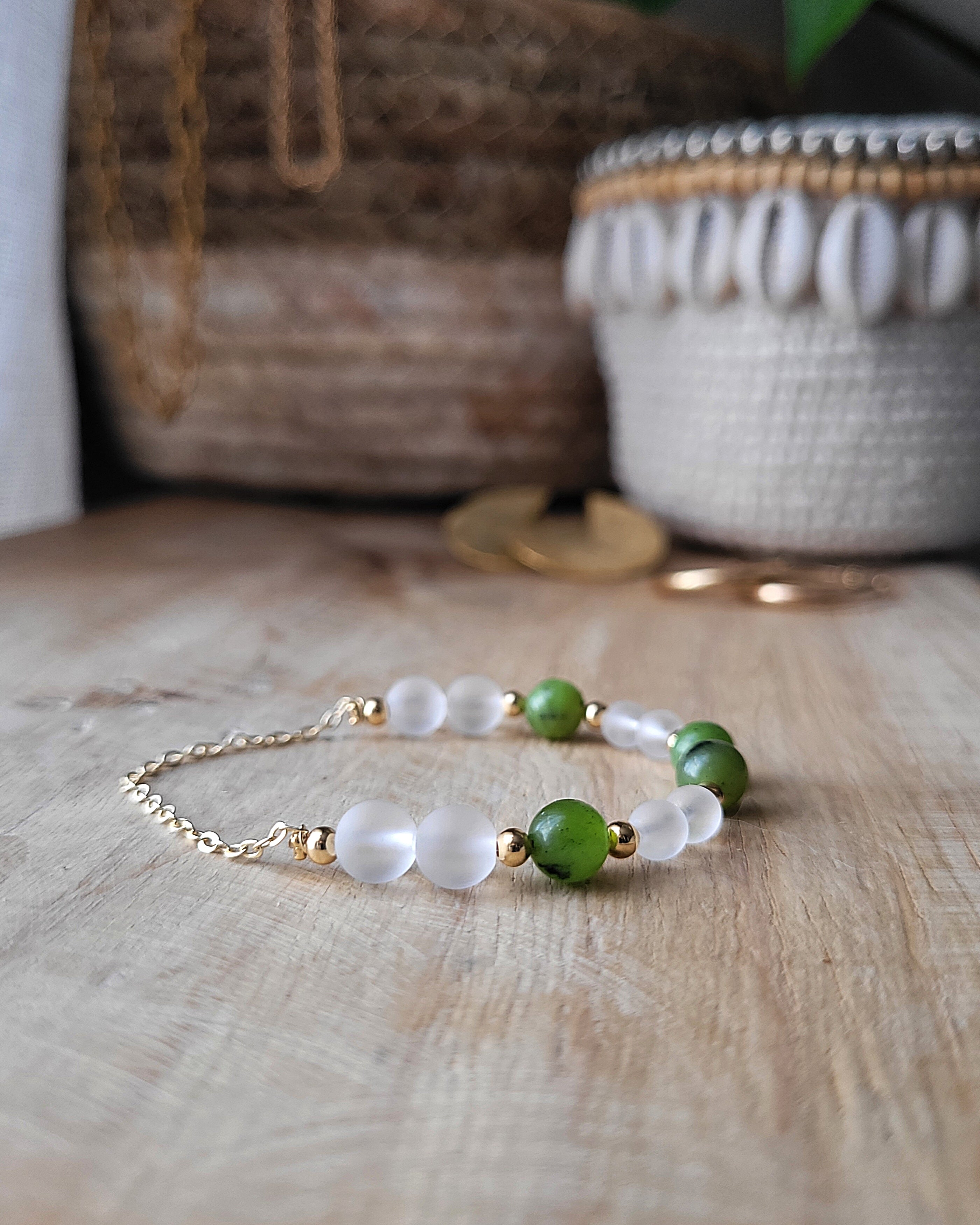 Bracelet Matias - Cristal de roche & Jade néphrite