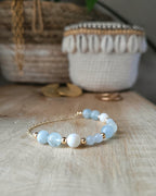 Bracelet Lucrèce - Aigue marine & Nacre
