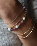Bracelet Olivia Doré - Quartz Fraise & Pierre de Lune