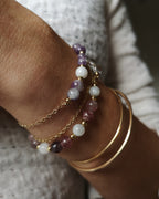 Bracelet Norine Doré - Améthyste lavande & Pierre de Lune