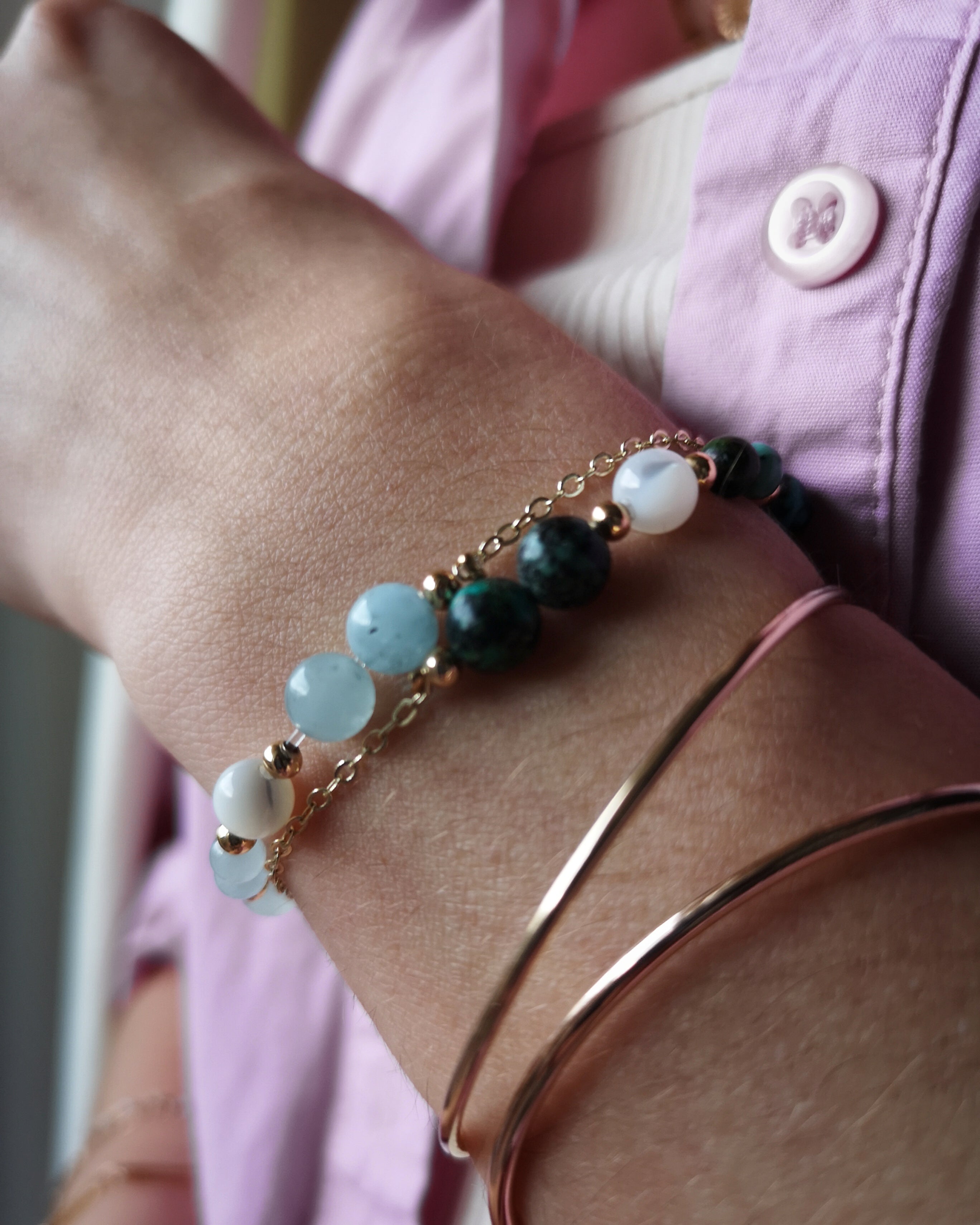 Bracelet Gabin - Turquoise d'Afrique & Nacre