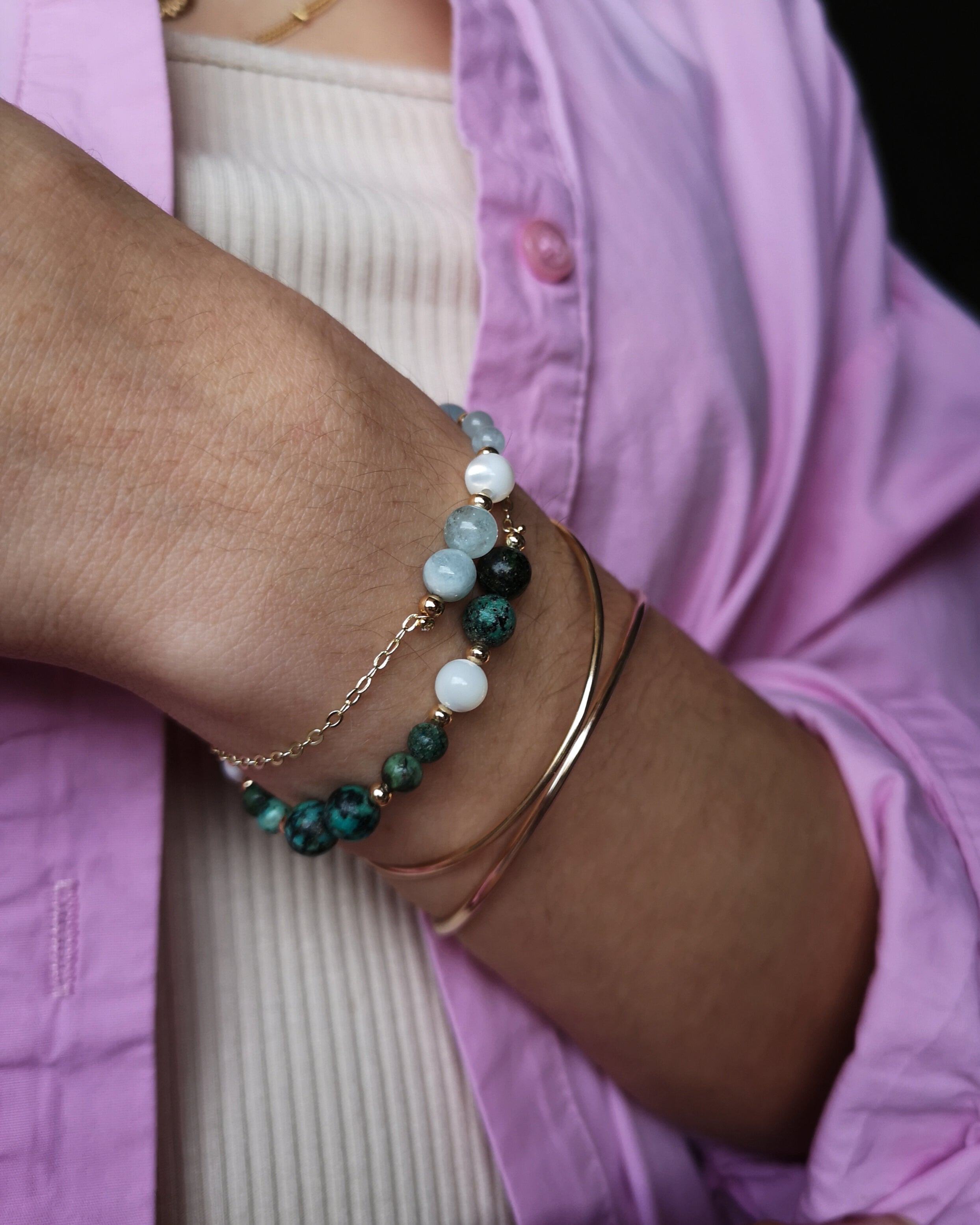 Bracelet Gabin - Turquoise d'Afrique & Nacre