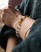 Bracelet Manon - Oeil de tigre blanc & Nacres