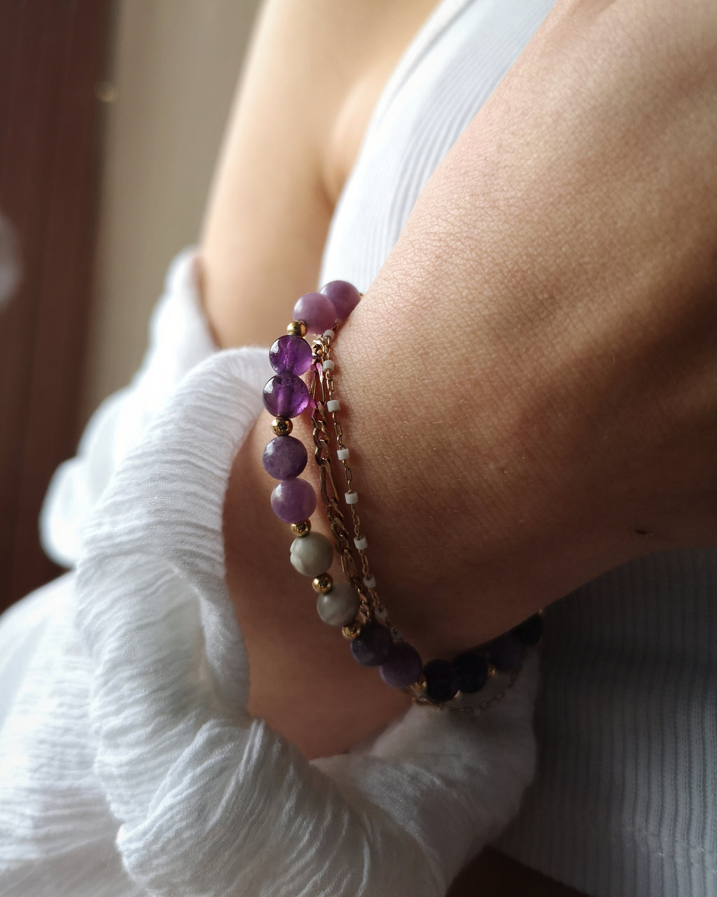 Bracelet Mireille - Lépidolite & Améthyste